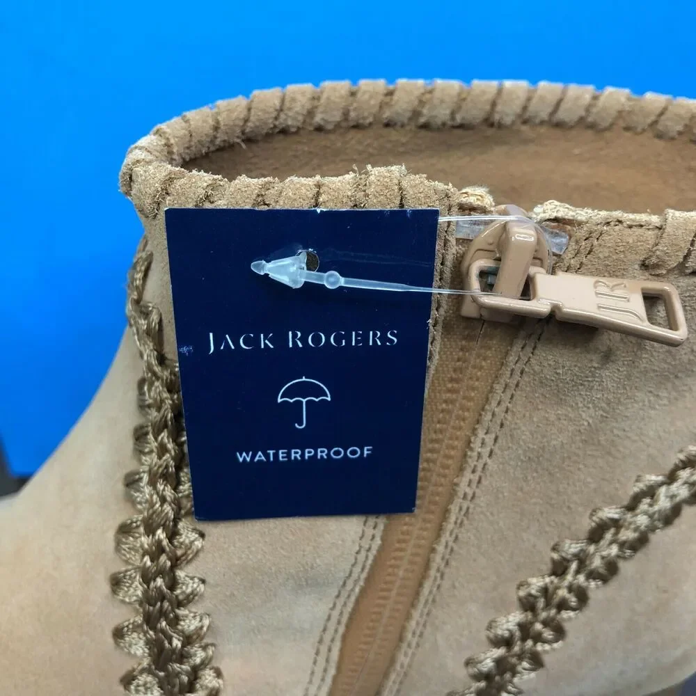 NEW Jack Rogers Womens Gemma Tan Suede Waterproof Ankle Booties Size 6M